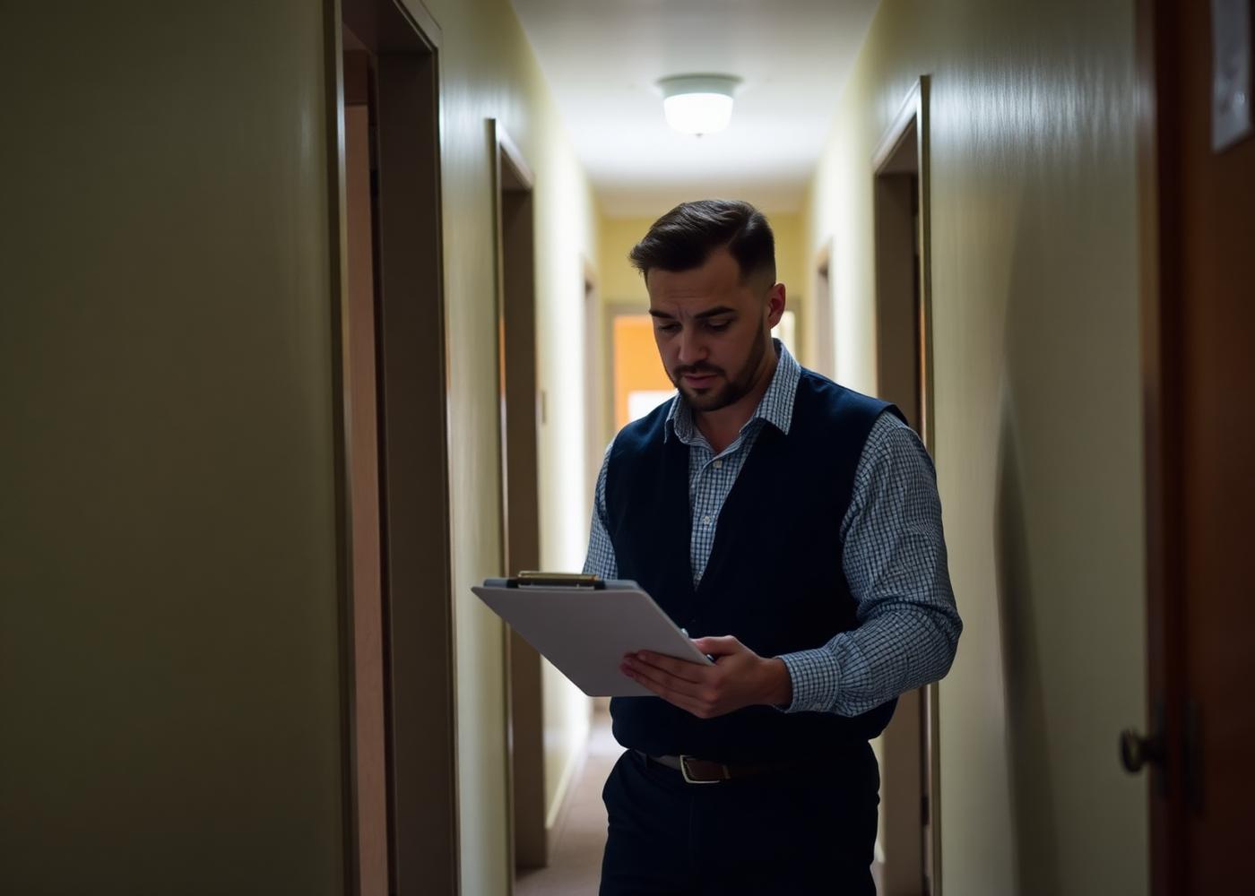 Inspector reviewing a residential building